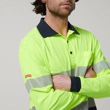 Load image into Gallery viewer, Hard Yakka Men&#39;s Core Long Sleeve Hi Vis Taped Polo - Yellow/Navy - Polos
