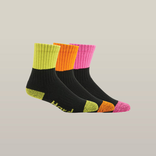 Hard Yakka Women's Hi Vis Crew Socks 3Pk - MULTI-COLOURED - 