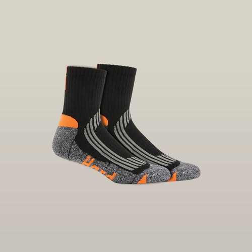 Hard Yakka Unisex Coolmax Quarter Crew Socks 2Pk - ORANGE - 