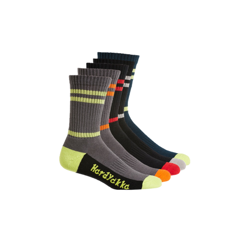 Hard Yakka Men's Cotton Crew Work Sock 5 Pack - Multi-Coloured - Socks