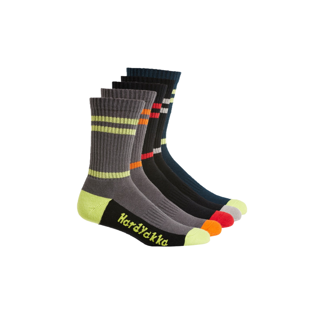 Hard Yakka Men's Cotton Crew Work Sock 5 Pack - Multi-Coloured - Socks