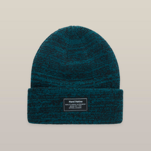 Hard Yakka Unisex Tone Twist Marle Beanie - Aqua/Black Marle - Beanie