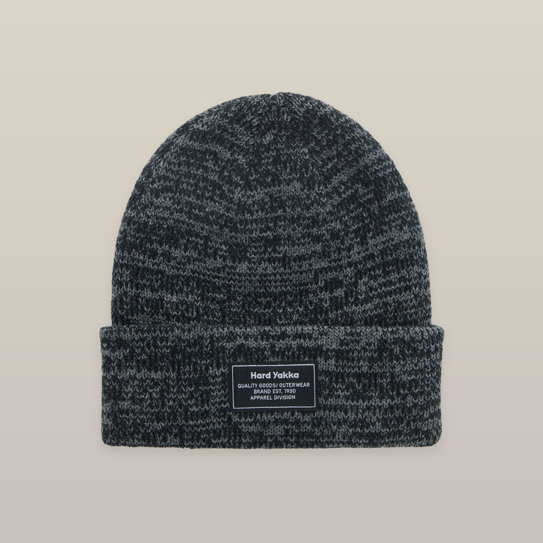 Hard Yakka Unisex Tone Twist Marle Beanie - Black/Charcoal Marle - Beanie