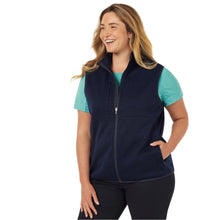 Load image into Gallery viewer, NNT Women's Textured Fleece Zip Front Vest - Navy
