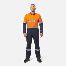 Load image into Gallery viewer, KingGee Men's Shieldtec Hi Vis 2 Tone Coverall with Flame Resistant Tape - Orange/Navy
