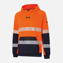 Load image into Gallery viewer, KingGee Men's Originals Hi Vis Reflective Water Repellent Hoodie - Orange/Navy
