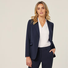 Load image into Gallery viewer, NNT Women&#39;s Crepe Streth Longline Jacket - Navy - Jackets
