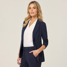 Load image into Gallery viewer, NNT Women&#39;s Crepe Streth Longline Jacket - Navy - Jackets
