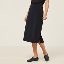 Load image into Gallery viewer, NNT Women&#39;s Crepe Stretch Midi A-Line Skirt - Black - Skirts/Dresses
