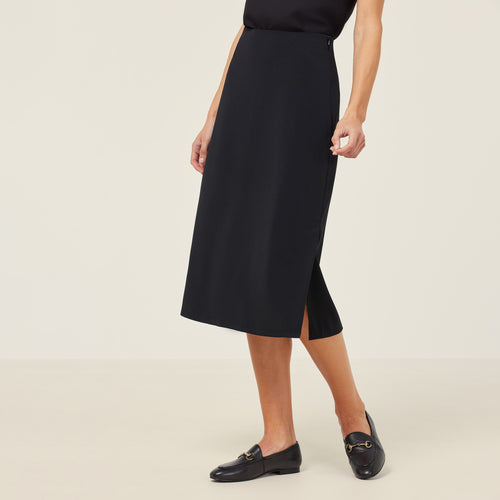 NNT Women's Crepe Stretch Midi A-Line Skirt - Black - Skirts/Dresses