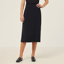 Load image into Gallery viewer, NNT Women&#39;s Crepe Stretch Midi A-Line Skirt - Black - Skirts/Dresses
