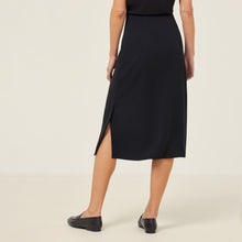 Load image into Gallery viewer, NNT Women&#39;s Crepe Stretch Midi A-Line Skirt - Black - Skirts/Dresses
