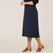 Load image into Gallery viewer, NNT Women&#39;s Crepe Stretch Midi A-Line Skirt - Navy - Skirts/Dresses
