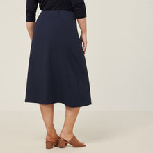 Load image into Gallery viewer, NNT Women&#39;s Crepe Stretch Midi A-Line Skirt - Navy - Skirts/Dresses
