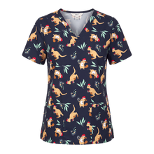 Load image into Gallery viewer, NNT Women's Native Xmas Print Scrub Top - Navy
