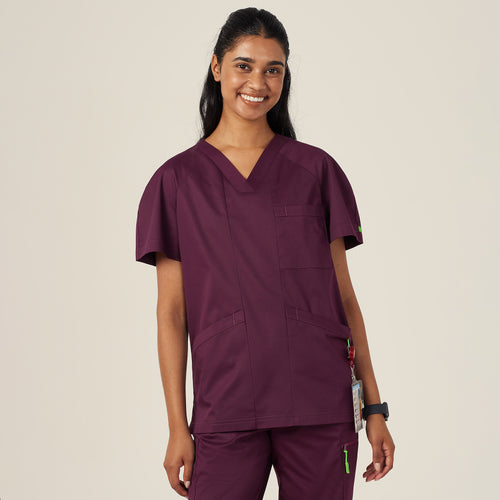 NNT Unisex Next-Gen Antibacterial Active Carl Scrub Top - Blackberry - Scrubs