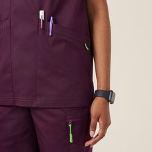 Load image into Gallery viewer, NNT Unisex Next-Gen Antibacterial Active Carl Scrub Top - Blackberry - Scrubs
