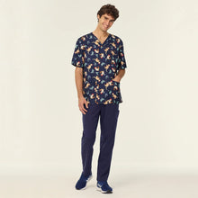 Load image into Gallery viewer, NNT Unisex Native Xmas Print Scrub Top - Navy
