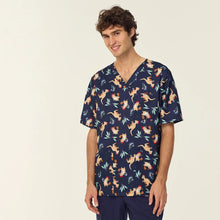 Load image into Gallery viewer, NNT Unisex Native Xmas Print Scrub Top - Navy
