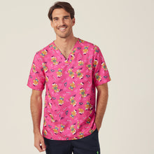 Load image into Gallery viewer, NNT Unisex Xmas Print Scrub Top - HOT PINK - 
