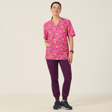 Load image into Gallery viewer, NNT Unisex Xmas Print Scrub Top - HOT PINK - 
