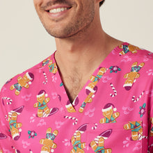 Load image into Gallery viewer, NNT Unisex Xmas Print Scrub Top - HOT PINK - 
