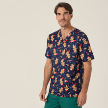 Load image into Gallery viewer, NNT Unisex Xmas Print Scrub Top - MIDNIGHT SURFER - 
