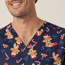 Load image into Gallery viewer, NNT Unisex Xmas Print Scrub Top - MIDNIGHT SURFER - 
