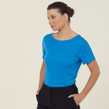 Load image into Gallery viewer, NNT Women's Matt Jersey Boat Neck Top - Cyan
