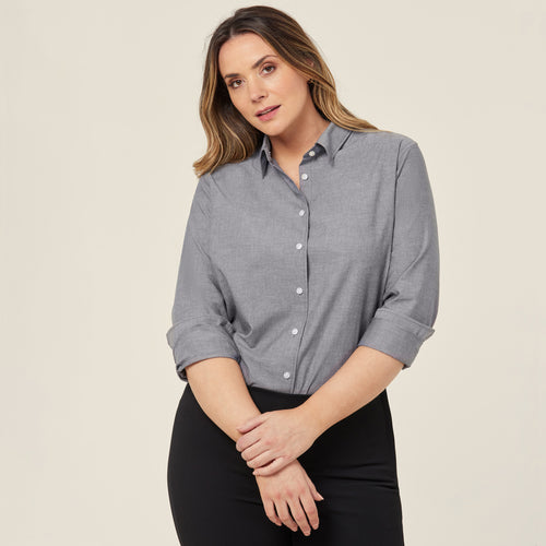 NNT Women's Chambray Long Sleeve Shirt - Charcoal - Shirts