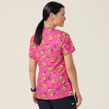 Load image into Gallery viewer, NNT Women&#39;s Xmas Print Scrub Top - HOT PINK - 
