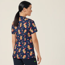 Load image into Gallery viewer, NNT Women&#39;s Xmas Print Scrub Top - MIDNIGHT SURFER - 
