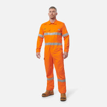Load image into Gallery viewer, KingGee Men&#39;s Shieldtec Flame Resistant Lightweight Hi Vis Coverall with Flame Resistant Tape - Safety Orange
