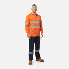 Load image into Gallery viewer, KingGee Men's Shieldtec Lenzing Flame Resistant Hi-Vis Ls Shirt Taped - Orange
