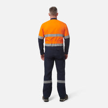 Load image into Gallery viewer, KingGee Men's Shieldtec Hi Vis 2 Tone Coverall with Flame Resistant Tape - Orange/Navy
