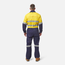 Load image into Gallery viewer, KingGee Men's Workcool 2 Reflective Spliced Combination Overall - Yellow/Navy
