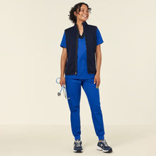 Load image into Gallery viewer, NNT Women's Textured Fleece Zip Front Vest - Navy

