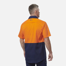 Load image into Gallery viewer, KingGee Men's Wc2 Hi-Vis Two Tone Short Sleeve Drill Work Shirt - Orange/Navy
