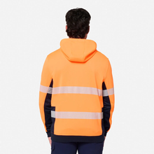 Load image into Gallery viewer, KingGee Men's Originals Spliced Hi-Vis Taped Full Zip Hoodie - Orange/Navy
