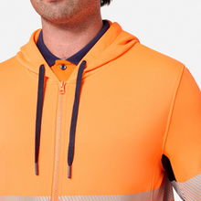 Load image into Gallery viewer, KingGee Men's Originals Spliced Hi-Vis Taped Full Zip Hoodie - Orange/Navy
