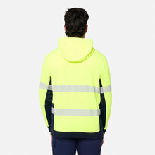 Load image into Gallery viewer, KingGee Men's Originals Spliced Hi-Vis Taped Full Zip Hoodie - Yellow/Navy
