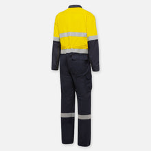 Load image into Gallery viewer, Hi Vis  Product made by KingGee KingGee Men&#39;s Shieldtec Hi Vis 2 Tone Coverall with Flame Resistant Tape In Yellow/Navy Image 2
