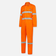 Load image into Gallery viewer, KingGee Men&#39;s Shieldtec Flame Resistant Lightweight Hi Vis Coverall with Flame Resistant Tape - Safety Orange - Overalls
