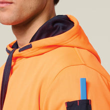 Load image into Gallery viewer, Hard Yakka Men's Hi-Vis 2 Tone Fleece Hoodie - Orange/Navy
