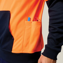 Load image into Gallery viewer, Hard Yakka Men's Hi-Vis 2 Tone Fleece Hoodie - Orange/Navy
