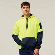 Load image into Gallery viewer, Hard Yakka Men's Hi-Vis 2 Tone Fleece Hoodie - Yellow/Navy
