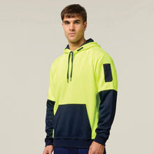 Load image into Gallery viewer, Hard Yakka Men's Hi-Vis 2 Tone Fleece Hoodie - Yellow/Navy
