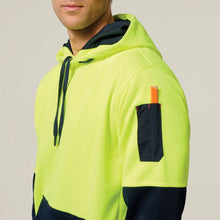 Load image into Gallery viewer, Hard Yakka Men's Hi-Vis 2 Tone Fleece Hoodie - Yellow/Navy
