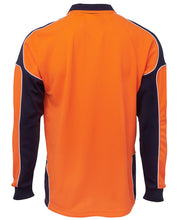 Load image into Gallery viewer, JB&#39;s Wear Men&#39;s Hi Vis Arm Panel Long Sleeve Polo - Orange/Navy - Polos
