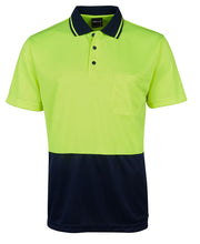 Load image into Gallery viewer, JB&#39;s Wear Hi-Vis Jacquard Non Cuff Polo Men&#39;s - Lime/Navy - Polos
